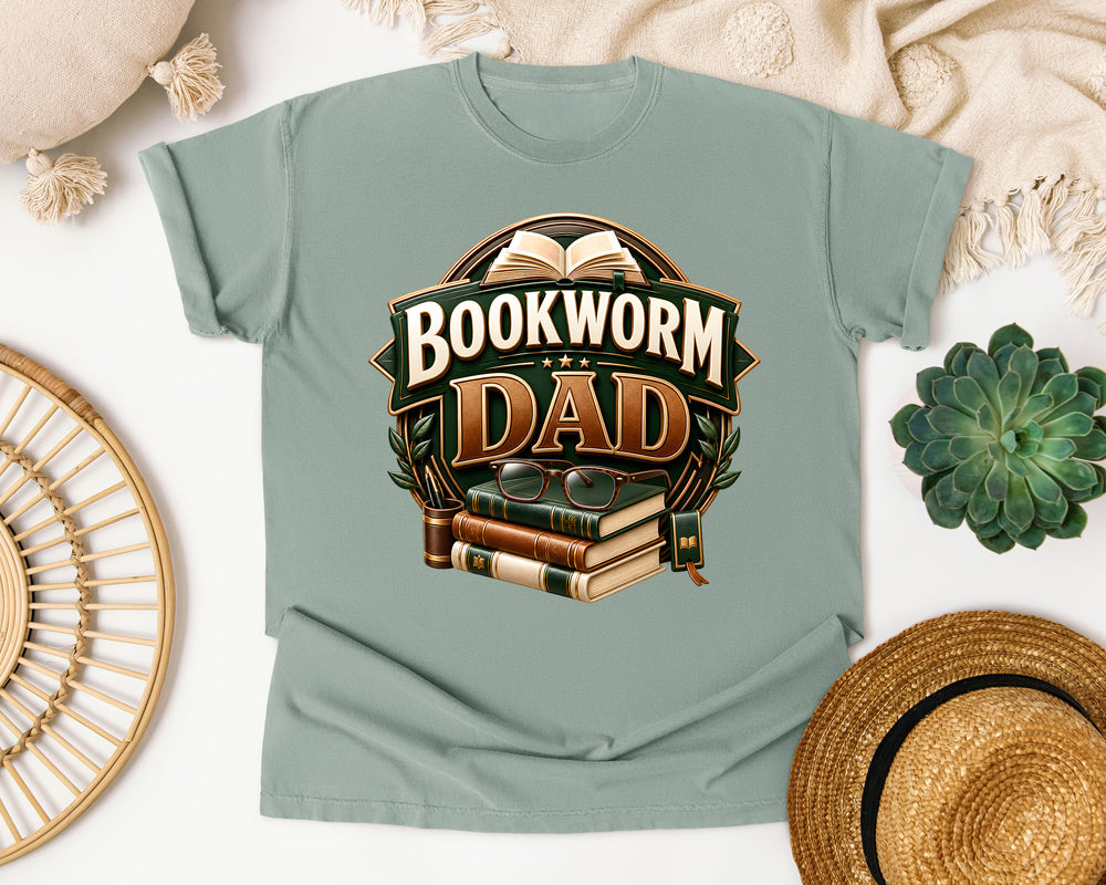 Bookworm Dad graphic tee in Bay Comfort Colors 1717