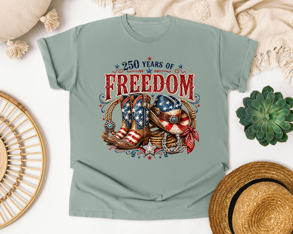 250 Years Of Freedom Western graphic tee in Bay Comfort Colors 1717