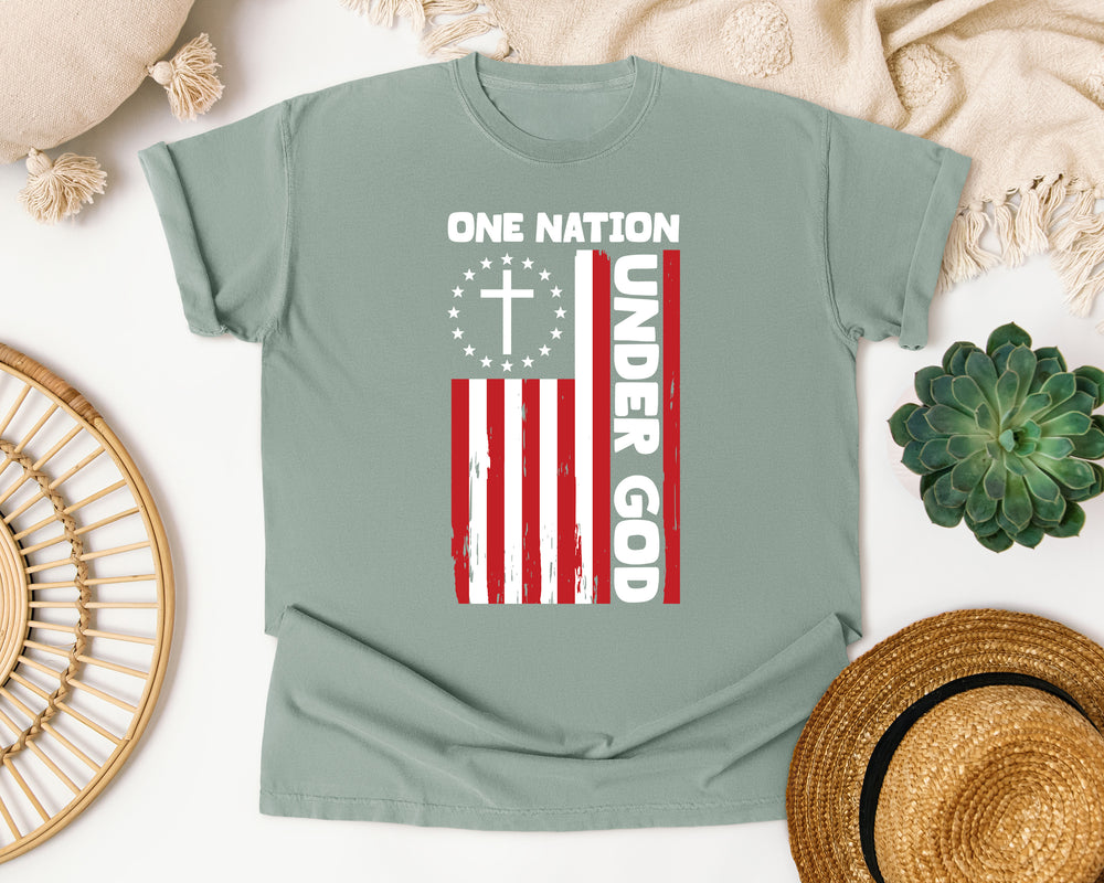 One Nation Under God graphic tee in Bay Comfort Colors 1717