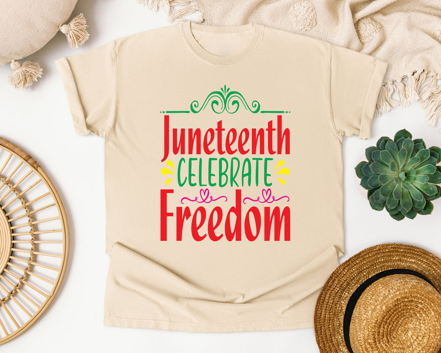 Juneteenth Celebrate Freedom graphic tee in Ivory Comfort Colors 1717