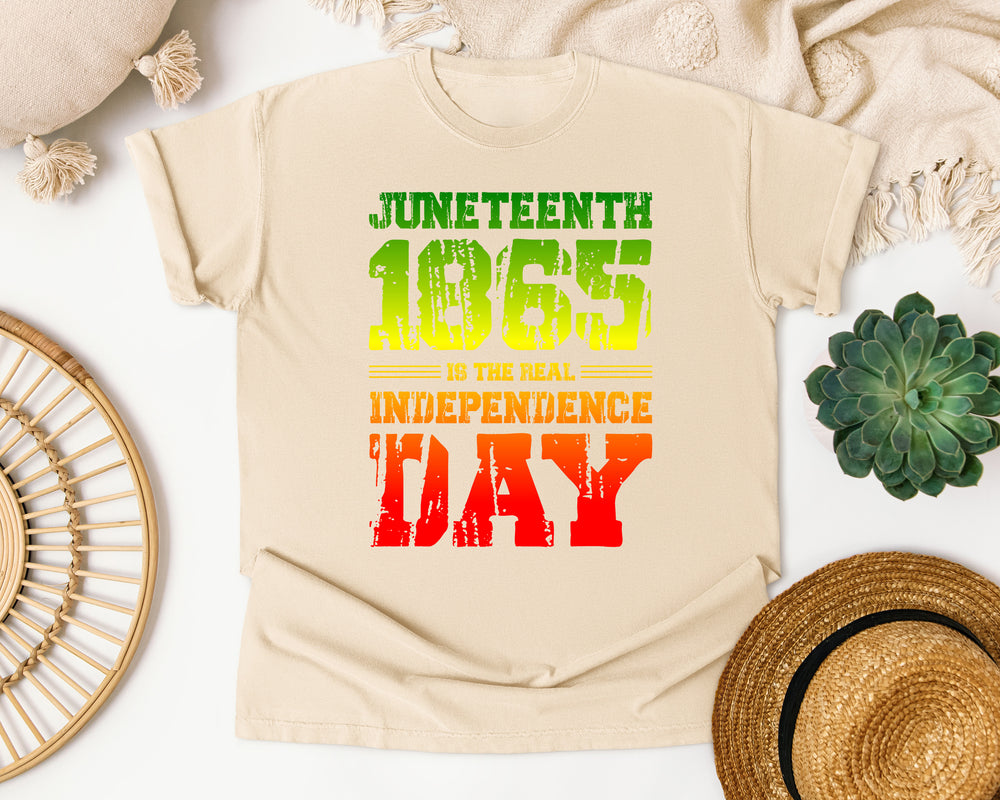 Juneteenth 1865 Real Independence Day graphic tee in Ivory Comfort Colors 1717