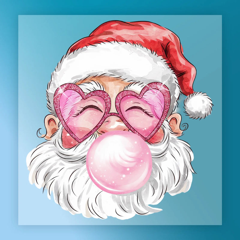 Santa Bubblegum Heart Sunglasses - Ready to Press - InkMerge DTF Transfer