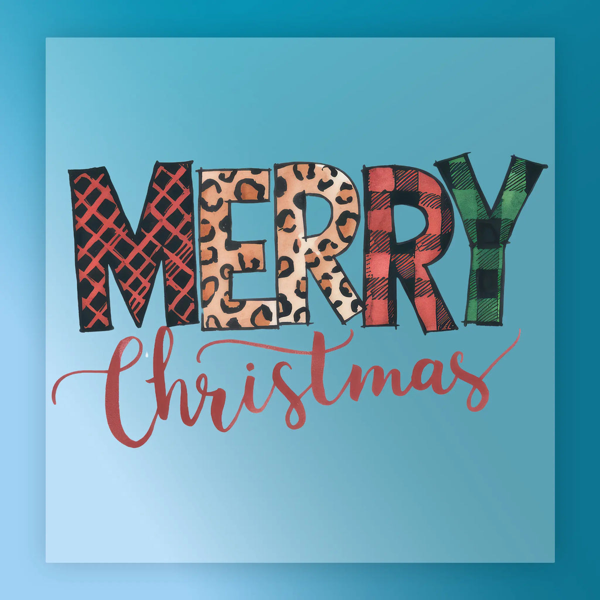 MERRY Christmas Plaid Leopard Design