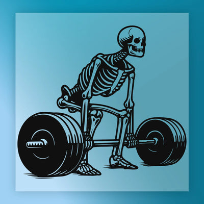 Skeleton Lifting Barbell Fitness Humor - Ready to Press - InkMerge DTF Transfer