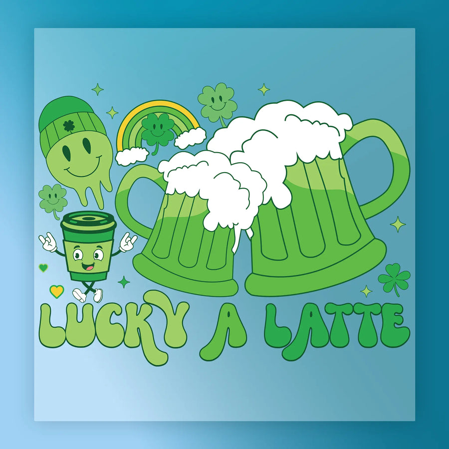 Lucky A Latte St Patricks Day Design DTF Transfer - InkMerge Heat Press Design