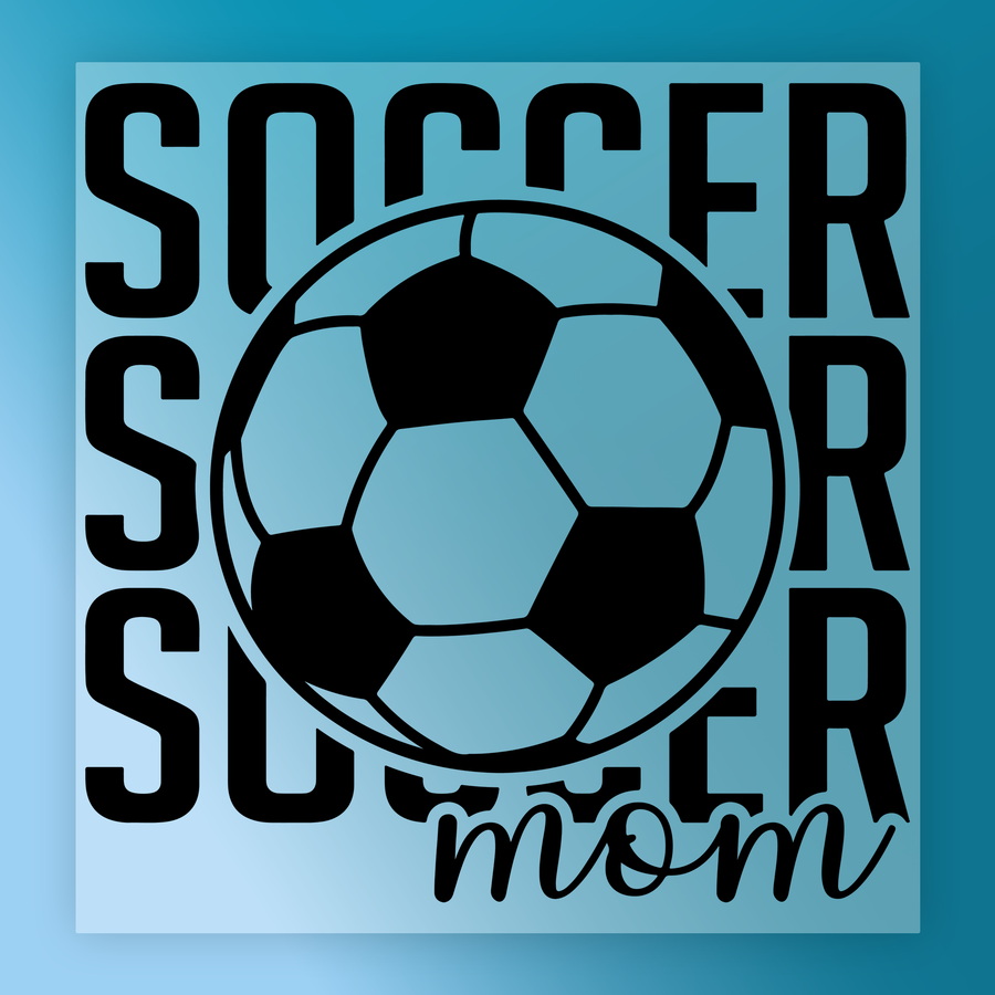 a soccer ball with the text "SOCCER mom" written around it, creating a visually appealing and cohesive design.