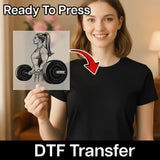 Empowering Strong Woman Lifting Barbell DTF Transfer - InkMerge Heat Press Design