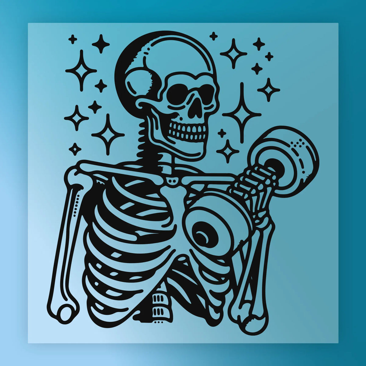 Skeleton Lifting Dumbbell Design - Ready to Press DTF Transfer