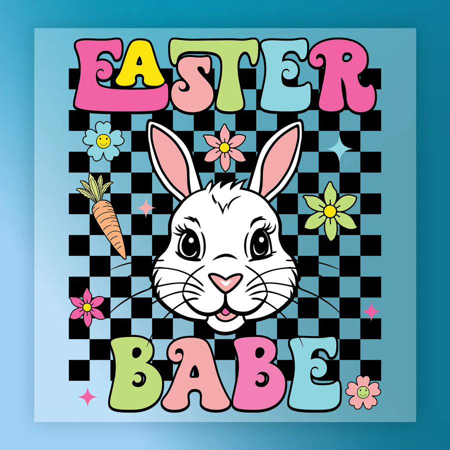 Easter Babe Retro Bunny Design DTF Transfer - InkMerge Heat Press Design