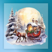 InkMerge’s Traditional Christmas Reindeer Sleigh Design features a cozy, house-shaped sleigh with a scarf-wearing bear under the glowing moon—ideal for DTF transfer and your heat press.