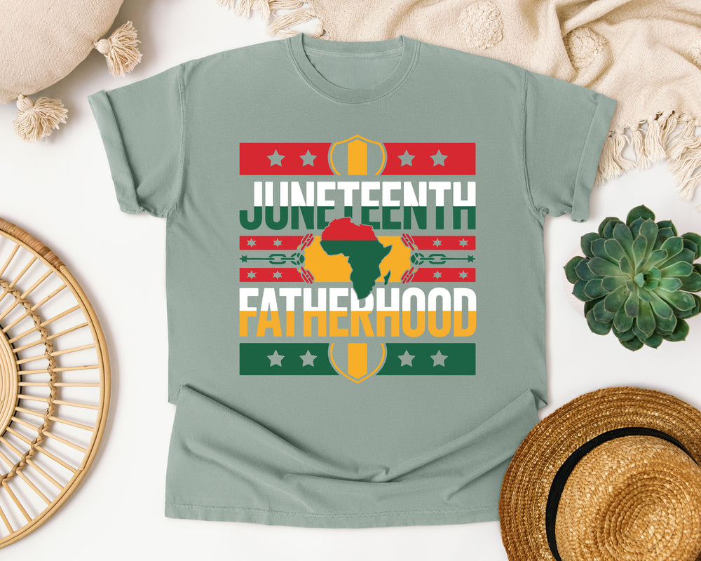 Juneteenth Fatherhood Africa graphic tee in Bay Comfort Colors 1717