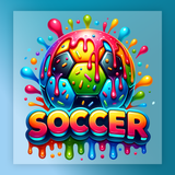 a vibrant and colorful soccer ball surrounded by a rainbow of sprinkles and drips, with the word "SOCCER" prominently displayed in the center.