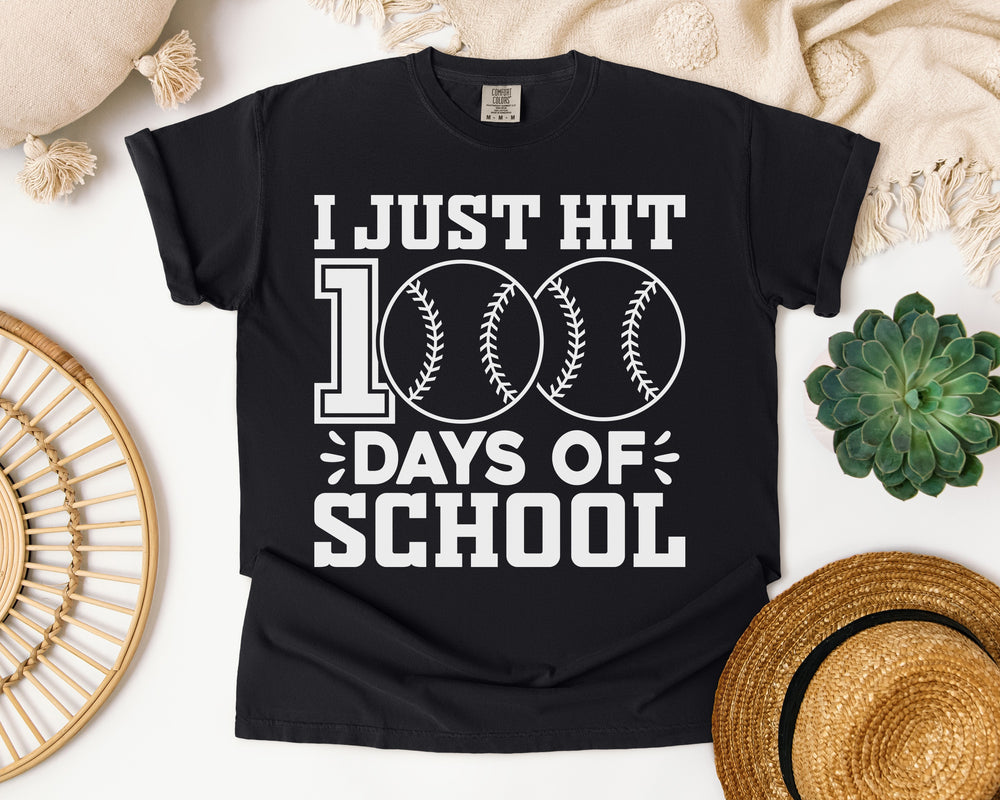 100 Days of School Graphic Tee on Comfort Colors 1717 Black garment-dyed t-shirt