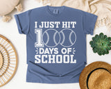 100 Days of School Graphic Tee on Comfort Colors 1717 Blue Jean garment-dyed t-shirt