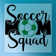 a soccer ball and the text "Soccer Mom Squad" in a stylized design.