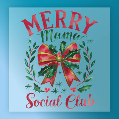 Merry Mama Social Club Festive Bow - Ready to Press - InkMerge DTF Transfer