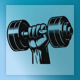 A hand gripping a dumbbell, symbolizing strength and fitness.