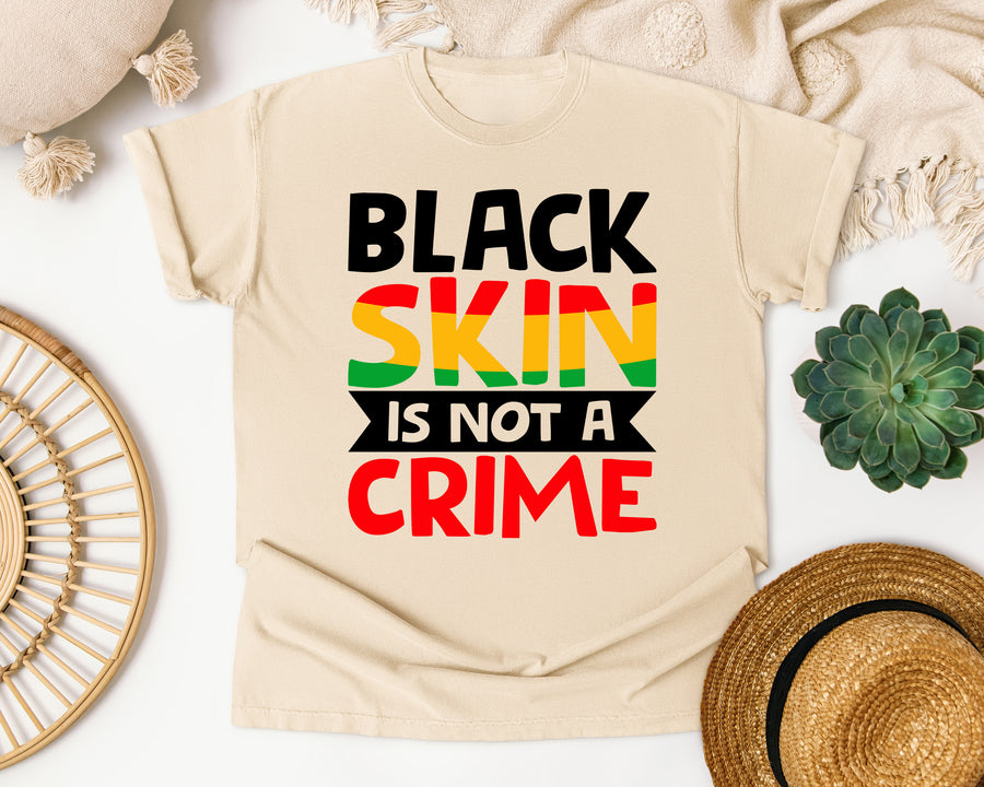 Black Skin Is Not A Crime Block graphic tee in Ivory Comfort Colors 1717