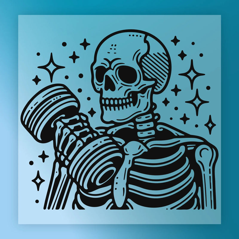 Skeleton Lifting Dumbbell Workout Design - Heat Press Ready - InkMerge DTF Transfer