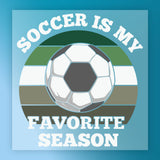 a soccer ball with the text "SOCcer IS MY FAVORITE SEASON" written around it, indicating the player's passion for soccer.