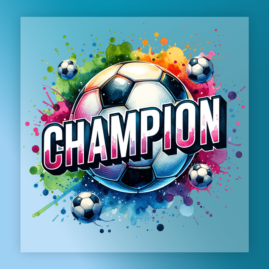 Champion Soccer Ball Design DTF Transfer - InkMerge Heat Press Design