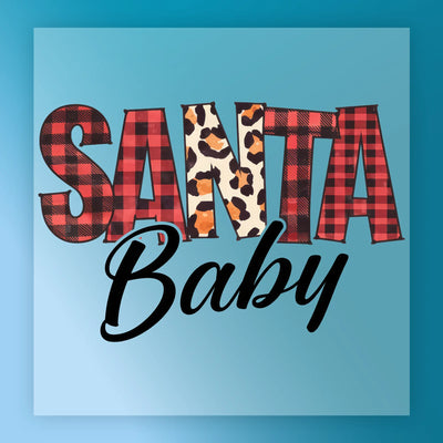 Santa Baby Plaid Leopard Design - Ready to Press - InkMerge DTF Transfer