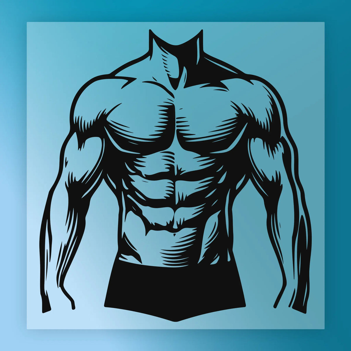 Muscular Torso Graphic DTF Transfer - Ready to Press for Fitness Tees