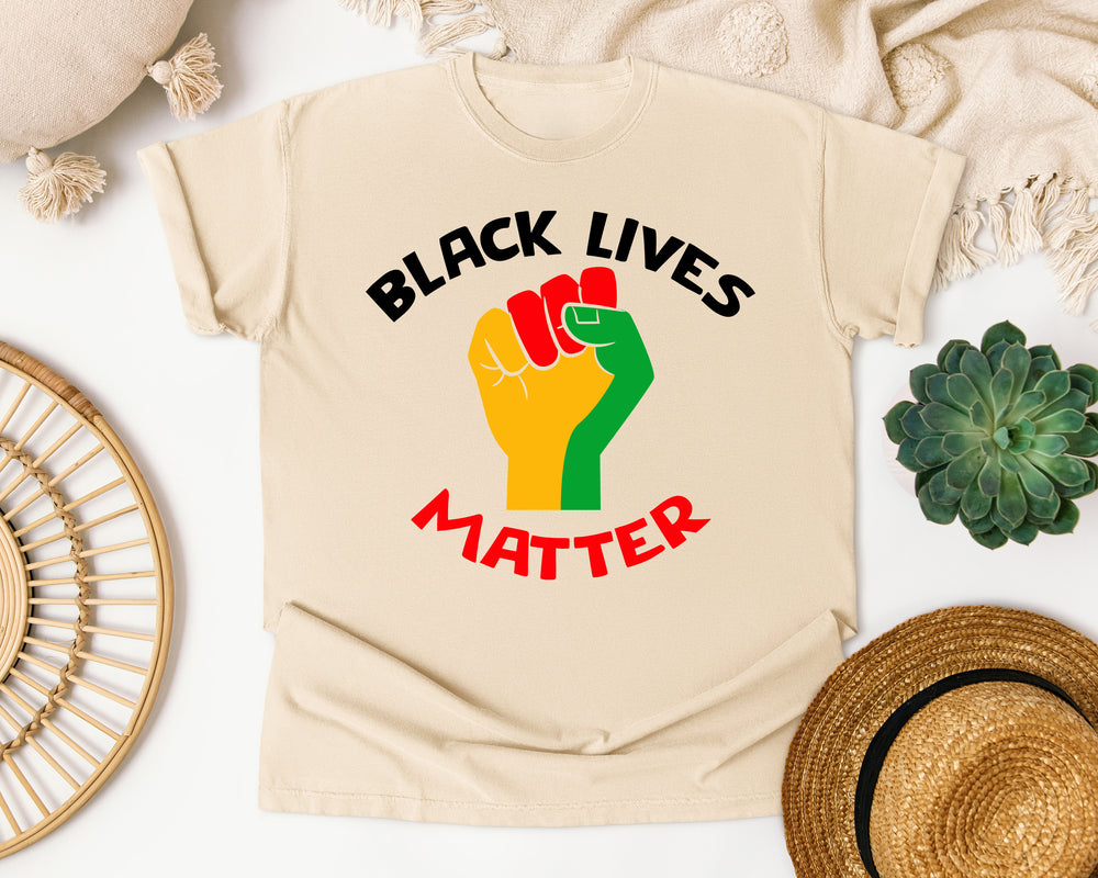Black Lives Matter Fist graphic tee in Ivory Comfort Colors 1717