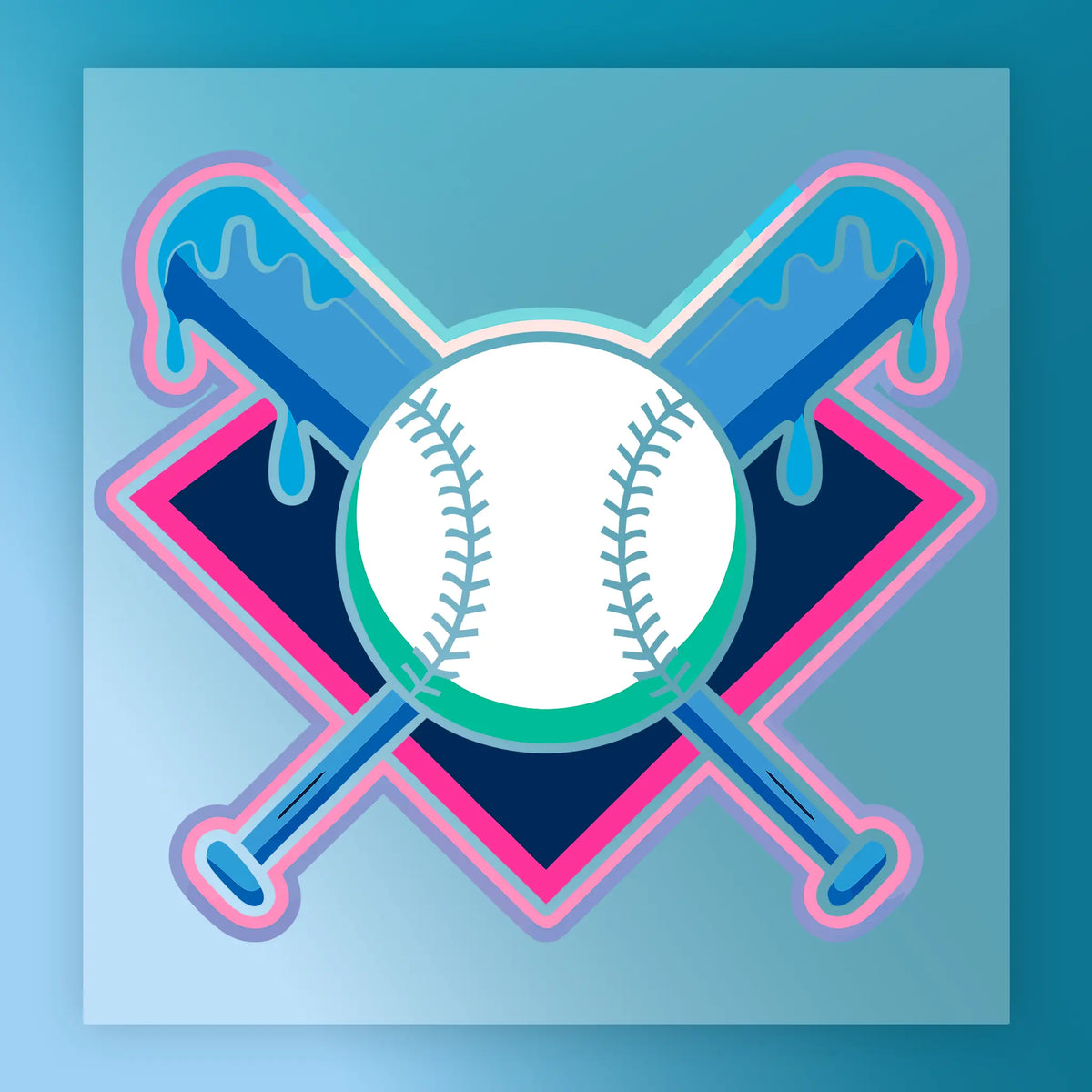 Crossed Baseball Bats Dripping Effect - Heat Press Ready