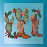 Cowboy Boots Cactus Christmas Design DTF Transfer - InkMerge Heat Press Design