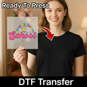 A woman holding a sign with a logo for "Welcome Back to School" is shown, with a red arrow pointing to the sign.