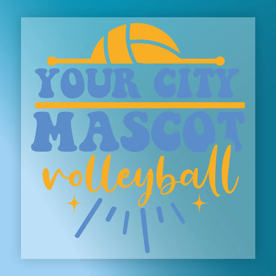 a vibrant and colorful logo for "Your City Mascot Volleyball".
