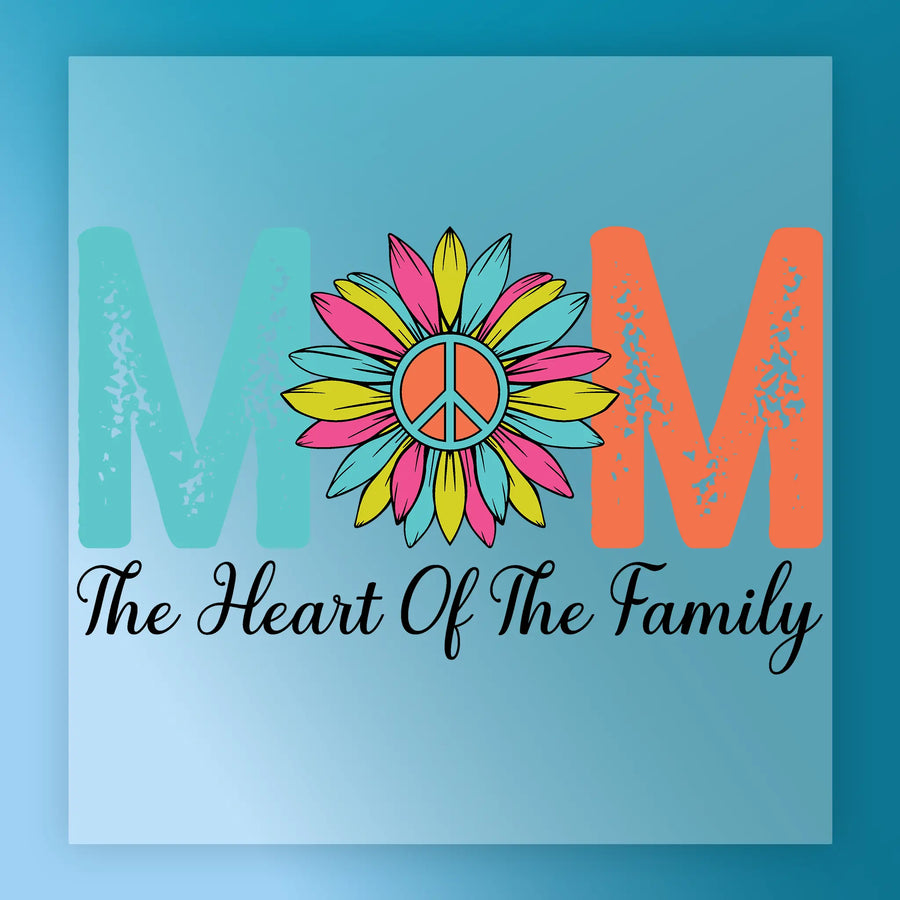 MOM The Heart Of The Family DTF Transfer - InkMerge Heat Press Design