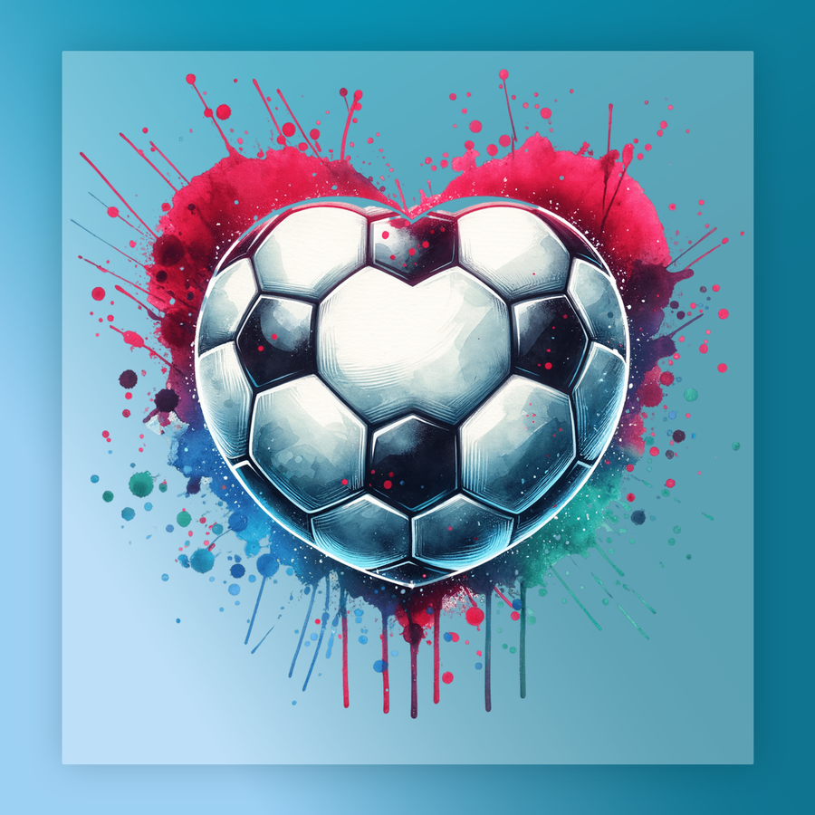 Heart Soccer Ball Art DTF Transfer - InkMerge Heat Press Design