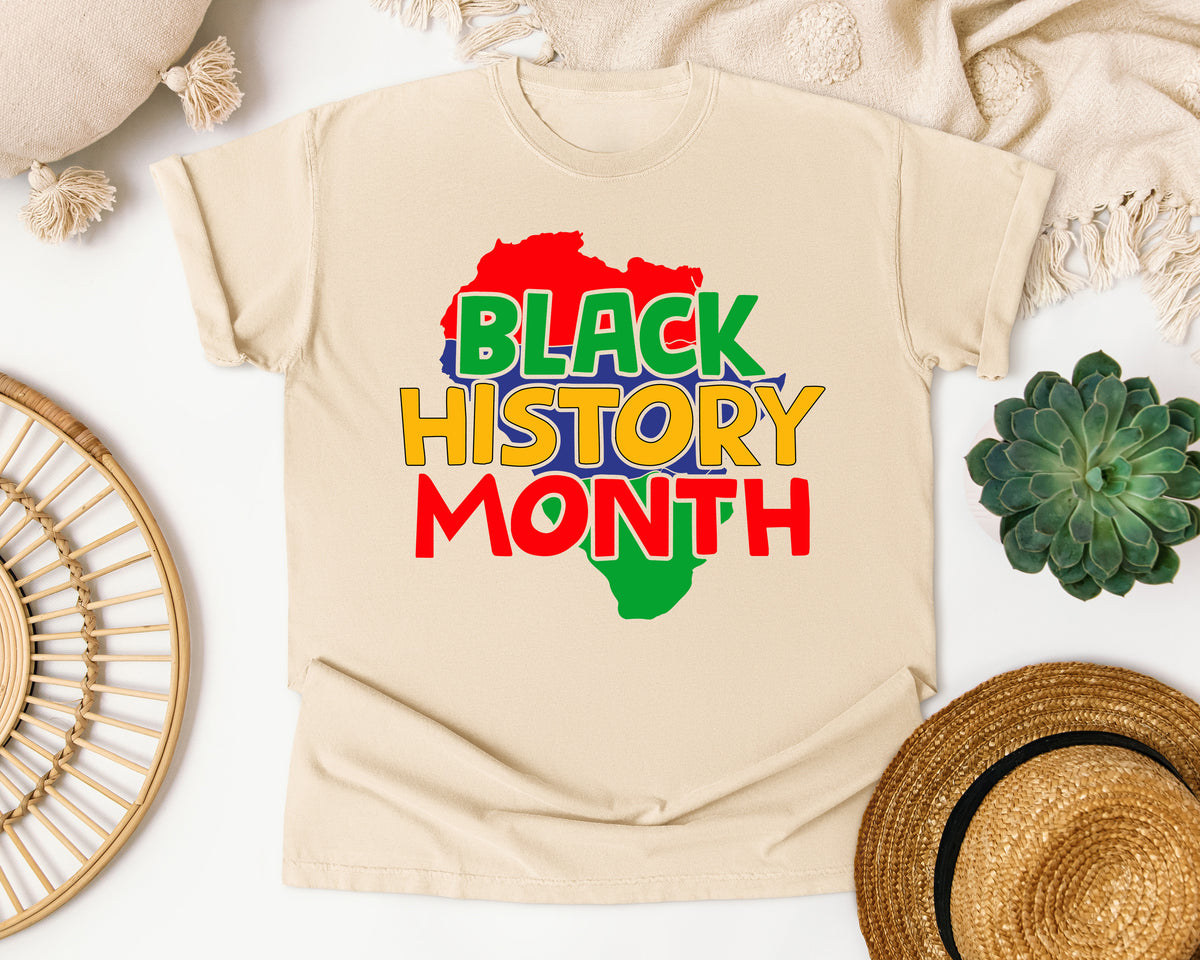 Black History Month Africa Map Comfort Colors Shirt