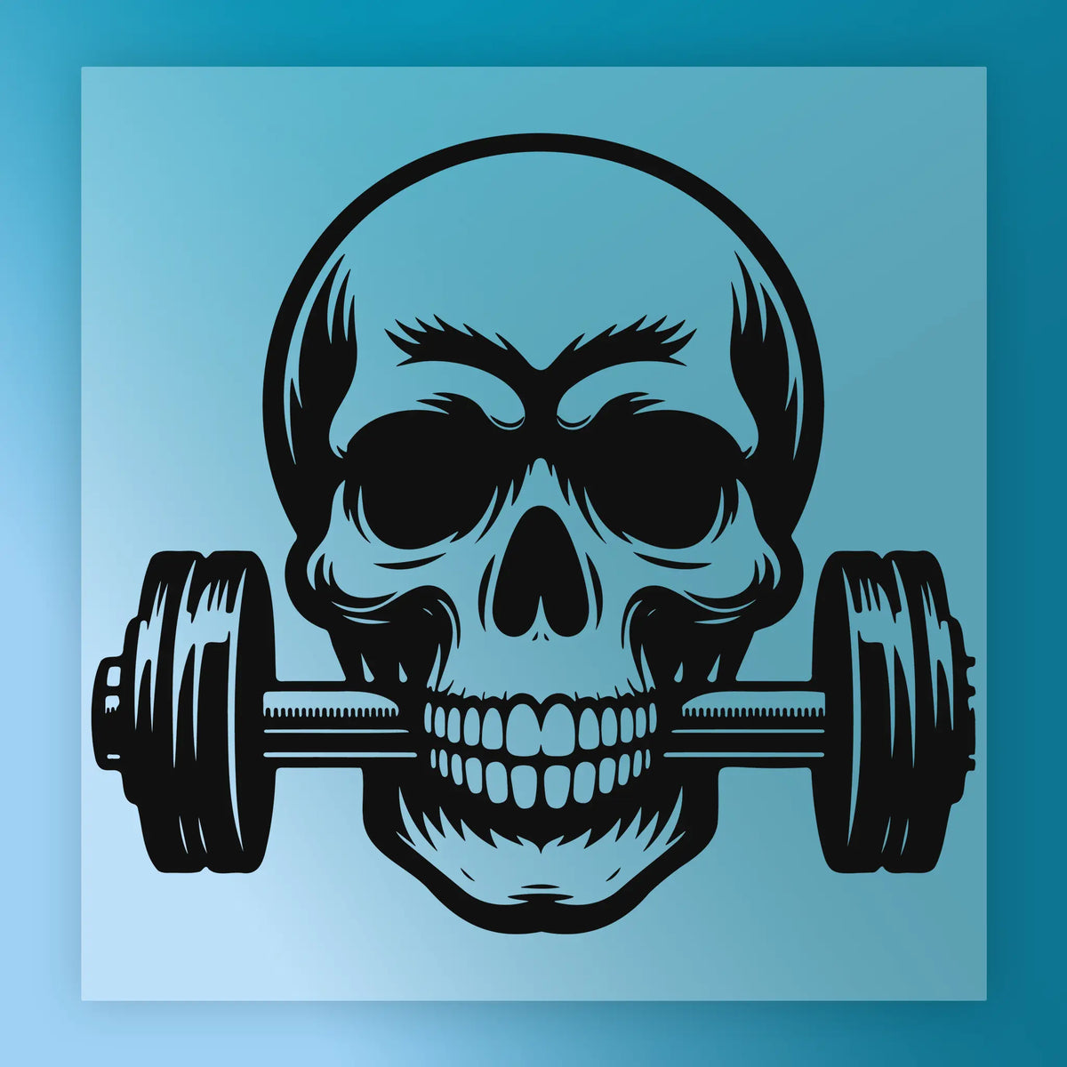 Skull with Barbell Design