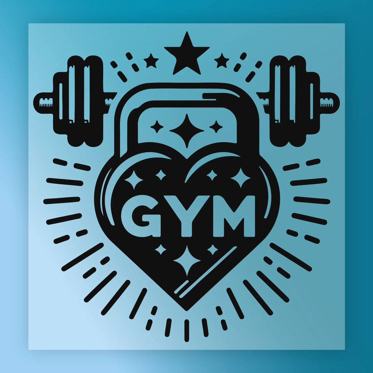 GYM Kettlebell Stars Design - Heat Press Ready