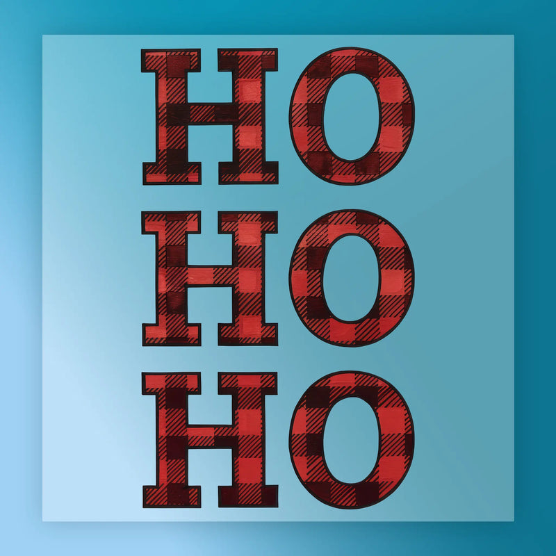 HO HO HO Plaid Christmas Design - Ready to Press - InkMerge DTF Transfer