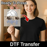 A woman is holding up a sign with the text "VOLLEYBALL VIBES" written on it, and there is a red arrow pointing to the sign.