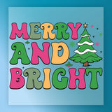 Merry and Bright Christmas DTF Transfer - InkMerge Heat Press Design