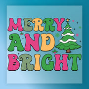 Merry and Bright Christmas DTF Transfer - InkMerge Heat Press Design