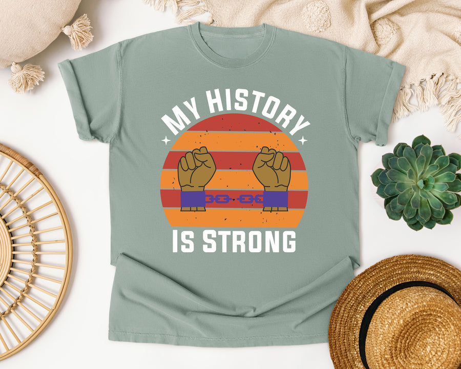 My History Is Strong graphic tee in Bay Comfort Colors 1717