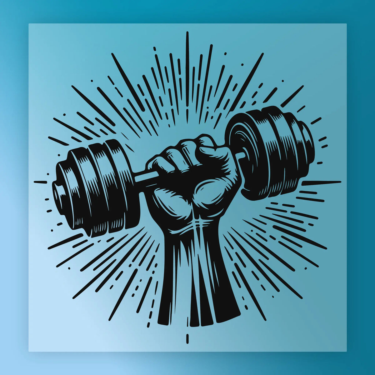 Empowering Fitness Motivation Dumbbell Design - Heat Press Ready