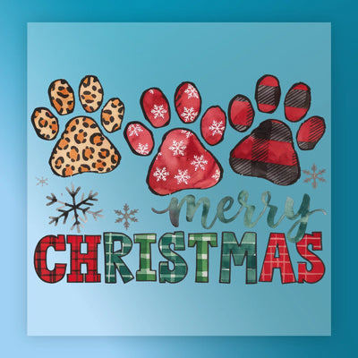 Merry Christmas Paw Print Design - Ready to Press - InkMerge DTF Transfer