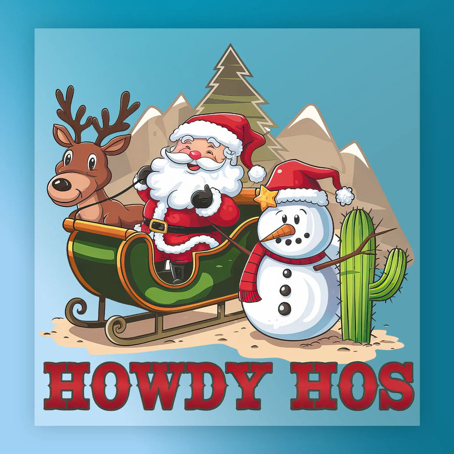 Howdy Hos Funny Xmas Design DTF Transfer - InkMerge Heat Press Design
