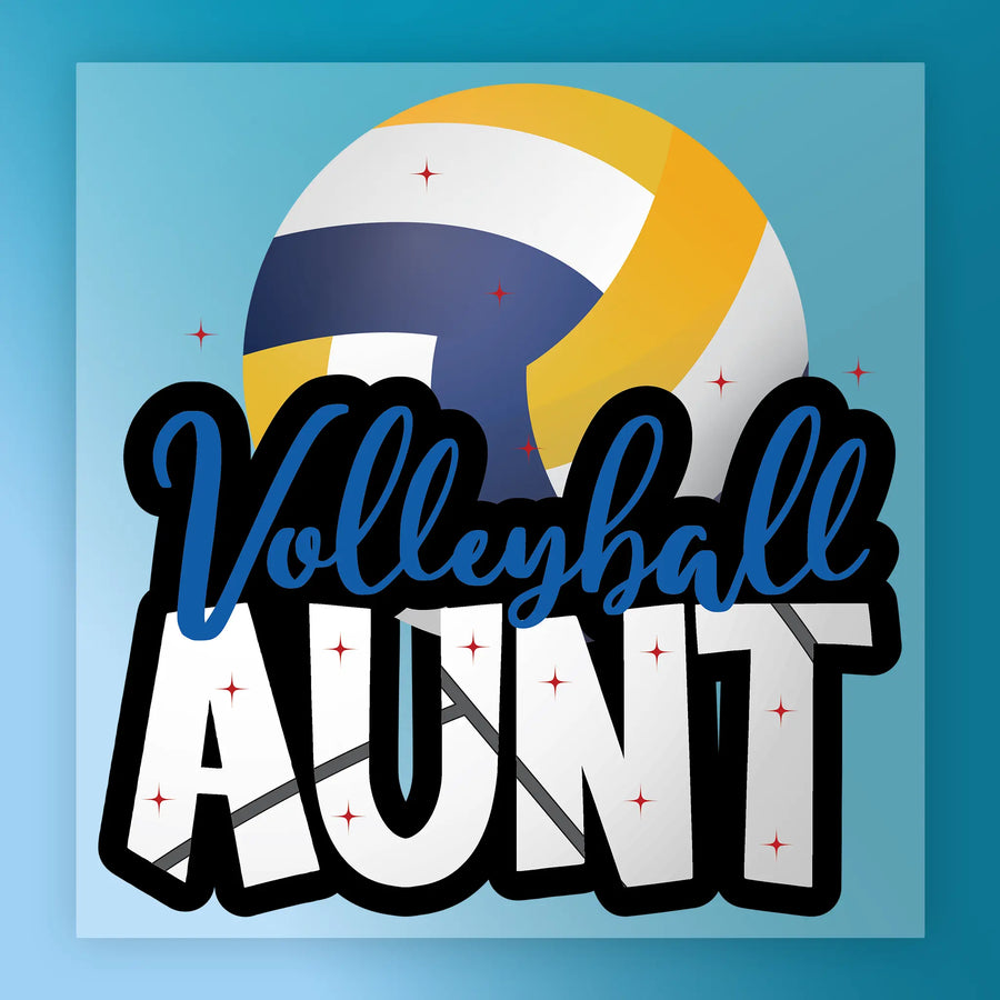 a volleyball and the text "Volleyball Aunt" in a stylized design.