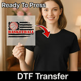 Black Basketball Flag DTF Transfer - InkMerge Heat Press Design