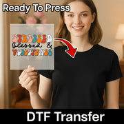 A smiling woman holding a sign with the text "Stressed, Blessed & Volleyball" on it, with a red arrow pointing to the sign.