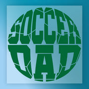 the word "SOCCER" in a circular arrangement, with the letters "O" and "C" being larger and more prominent than the other letters.