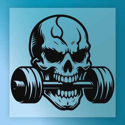 Skull and Barbell Edgy Gym Design - Ready to Press - InkMerge DTF Transfer